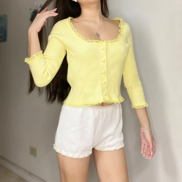 for Love and Lemons Tops | for Love \u0026 Lemons Jolie Cardigan | Color: Yellow | Size: M | Amabird's Closet